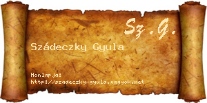 Szádeczky Gyula névjegykártya